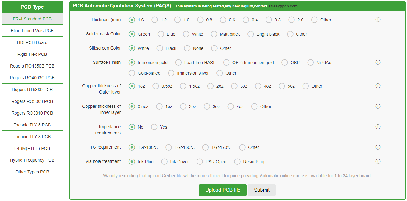 PCB Automatic Quotation System (PAQS)